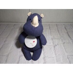 NWT Debi Lilly Linen Collection Rhino Plush Stuffed Animal Aurora 6-1/2"
